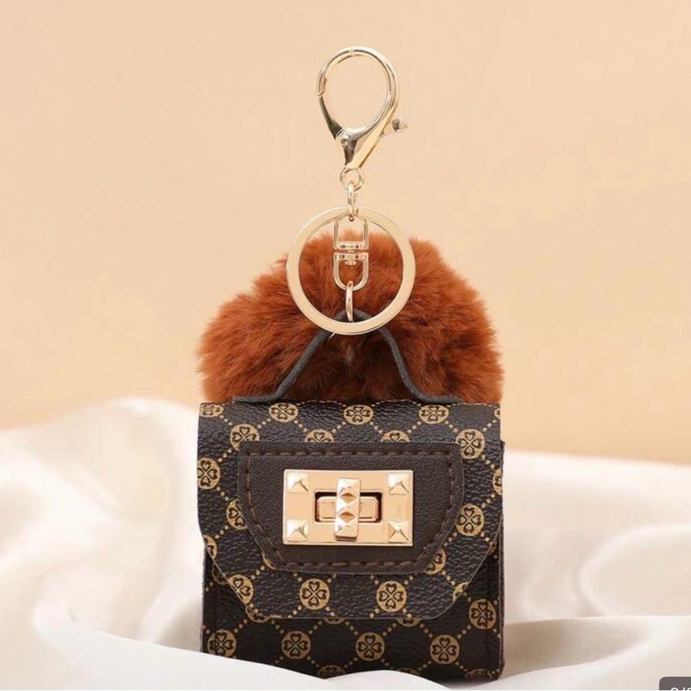 Brown and Gold Mini Keychain Bag